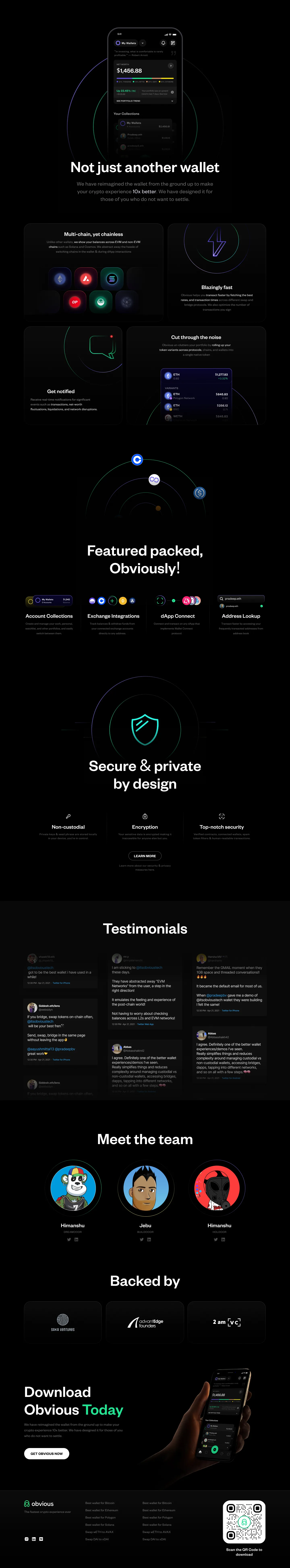 the full obvious landing page