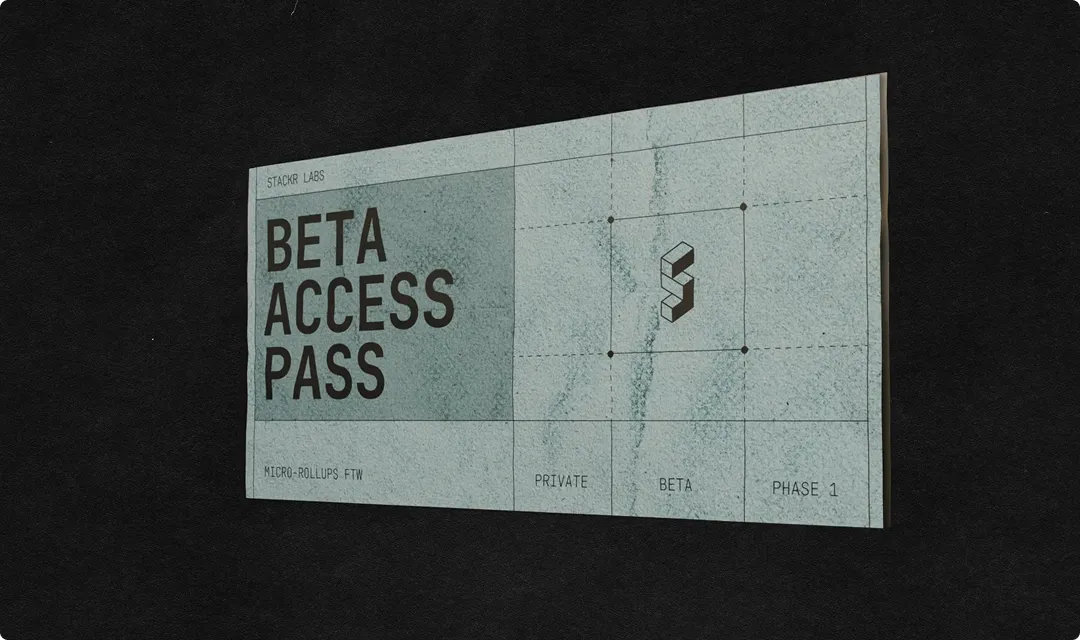 a stackr beta access pass, mocked on a concrete wall